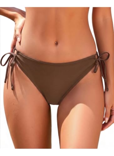Image of Zmart Women's Side Tie Bikini Bottoms Full Coverage Bathing Suit