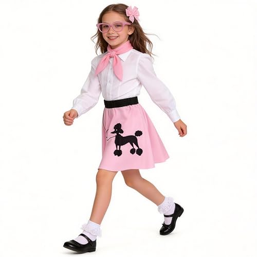Disfraz completo años 50 para niñas, falda Poodle miniatura 1