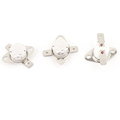 sourcingmap 3 Pcs KSD301 NC Temperature Switch Thermostat 180 Celsius 250V 10A, Silver