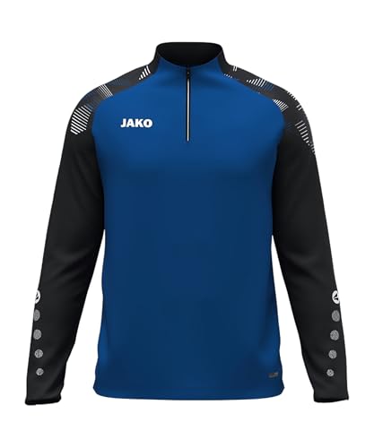 Ziptop JAKO Sonic bleu et noir avec col zippé respirant