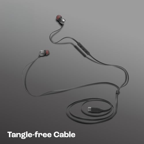 Image of Original Type C Earphone for JBL Tune 310 C with Hi-Res Certified Sound, 3-Button Control and Durable Flat Cable (Black /Grey)