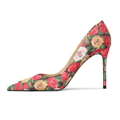 Image of Eldof Women's Classic Dress Pumps Shoes, Sexy Pointed Toe 4 inch Stiletto High Heels, Office Formal Slip On Size 5-13