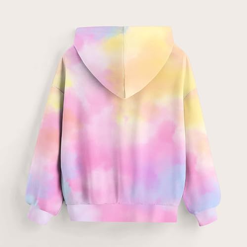 Cute Hoodies for Girls Tie Dye Oversized Pullover Sweatshirts Long Sleeve Trendy Shirts Preppy Clothes 2-14 Years3