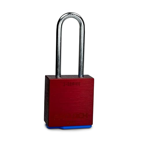 Image of PACLOCK's 1-Series Padlock, UCS, 1 /4 inch Diameter Hard. Stainless Steel Shackle, 2-1 /2 inch Tall, High Performance 6-Pin Cylinder, Keyed Differently w / 2 Keys, Red