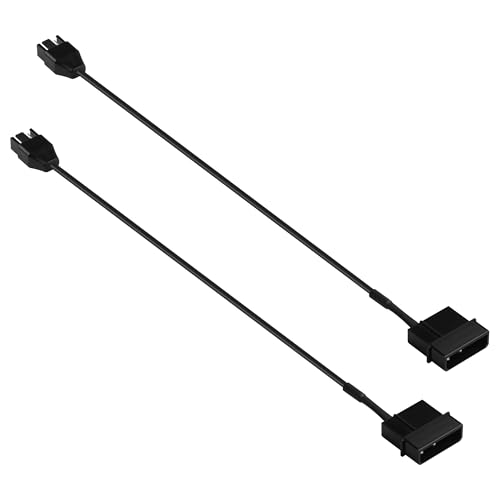Molex to 4 Pin Fan Cable 2 Pack - 30cm 12V Full Speed PC Fan Power Splitter, Dual 4-Pin Adapter for ATX PSU Case Cooling (1 to 1)