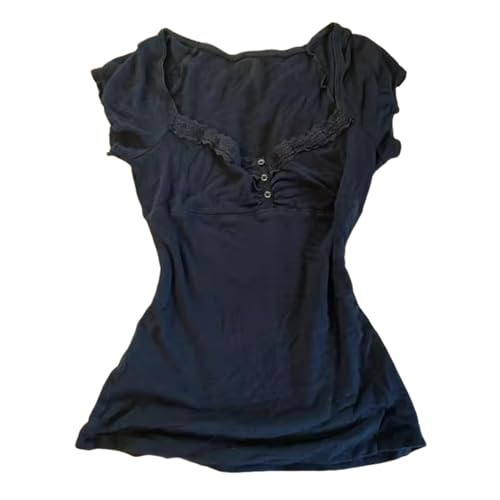 Grunge Emo Goth Shirts Y2k Lace Bow Coquette Babydoll...