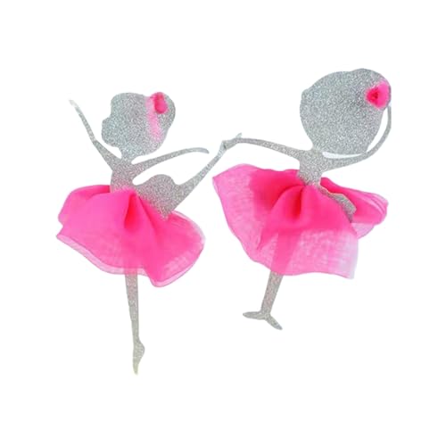 mophrati Adorno de pastel de bailarina encantadora para fiesta cumpleaños, adornos bailarina con purpurina para niña vívida y soñadora, Rosa plateada