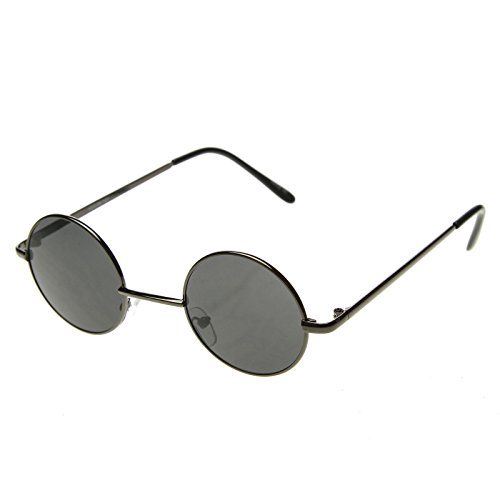 Image of zeroUV Small Retro-Vintage Style Lennon Inspired Round Metal Circle Sunglasses