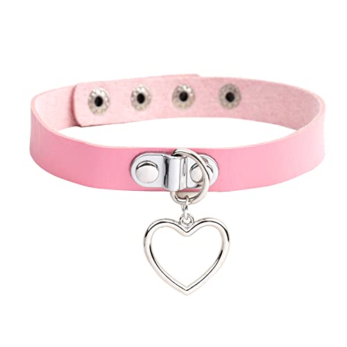 MILAKOO Punk Rock Choker Damen Gothic Lederhalsband mit Anhänger Herz Punk Halsband Frauenpink