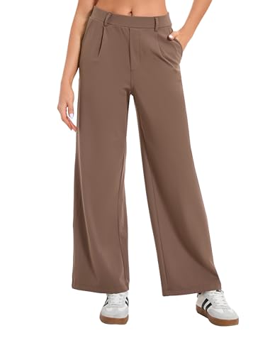 Image of Oyamiki Women's Business Casual High Waisted Dress Pants with Pockets Wide Leg Work Pants Trousers Fashion Fall Outfits