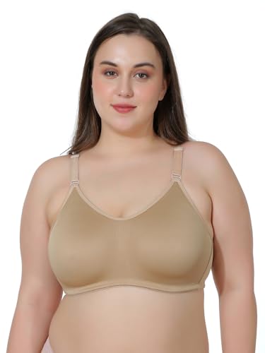 Image of MAROON Cotton Satin Blend Seamless Non Padded Non-Wired Full Coverage Women Minimizer Bra