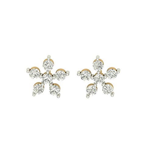 Peenzone 18K Gold Plated 92.5-925 Sterling Silver Round Shape Cubic Zirconia Flower Prong Setting Stud Earring for Women Girls (B077786DQ5) Amazon Price History, Amazon Price Tracker