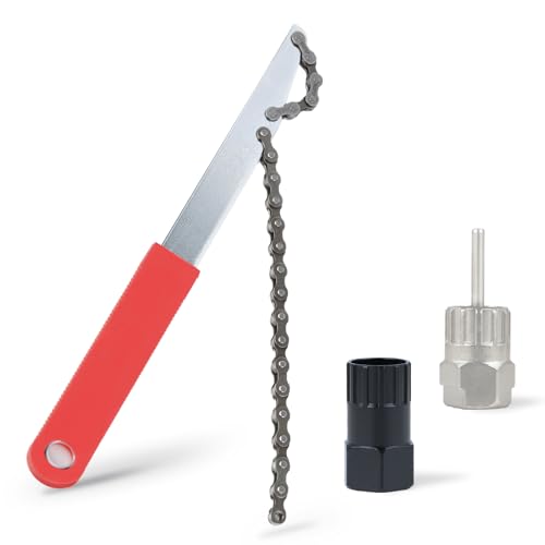 Lrocotanc Herramienta de Eliminación y látigo de Cadena para Cassette Bicicleta Juego de Herramientas para Desmontar Piñón de Bicicleta Compatible con Cassettes y Piñones de Múltiples Velocidades