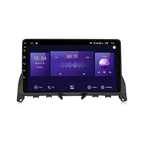 Tmmzy Android Car Radio For Mercedes Benz C Class 3 W204 2006-2011 GPS Navigation HD Display Touch Screen Bluetooth Stereo Steering Wheel Control Mirror Mode External MIC With Reversing Camera Front Cover