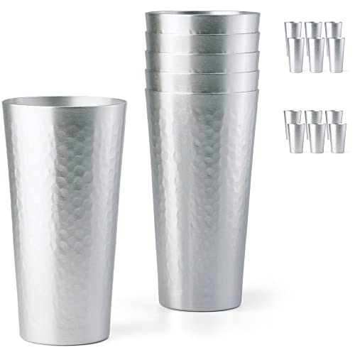 Clw Silver Aluminum Hammered Tumblers 20 Oz, Sef Of 6 #TOP7