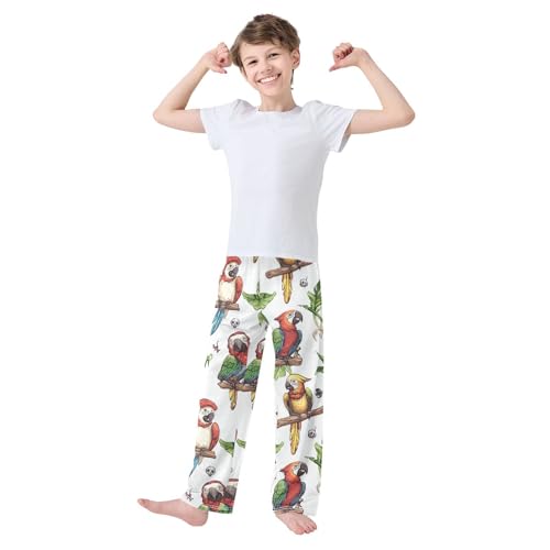 Tropical Parrots Boys Long Pants Soft Trousers Elastic Waist Kids Lounge Bottoms with Pockets S-XL2