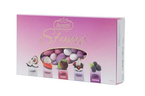 Buratti Confetti con Mandorle Tostate Ricoperte di Cioccolato, Bianco ai Molteplici Gusti, Tenerezze Sfumè Rosa - 1000 g