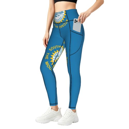 Leggings de entrenamiento para ejercicio diario con estampado de bandera de mujer