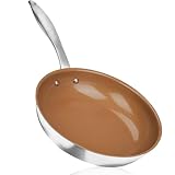 duxtop Ceramic Nonstick Frying Pan 9.5' Stir Fry Pan Skillet with Stainless Steel Handle, PFAS Free, Dishwasher & Oven Safe, All Stovetops & Induction Compatible