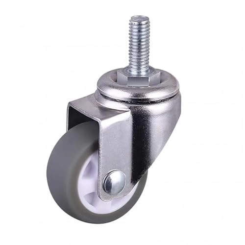 Roulettes pivotantes M6 25mm TPE gris pour meuble lot de 5 pièces