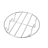 EasyByMall Edelstahl Air Fryer Rack Einschichtige Grillgitterschale zum Dämpfen von Fisch und Huhn, Verschleißfestes Backzubehör für 6/7/8/9/10 Zoll Korb, Silber