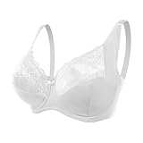 Necalisi Damen-BHS Weiß Damen Bügel Ungefüttert Spitzen-BH Vollschalen Minimizer BH Große Größen Komfort BH büstenhebe Damen 95G