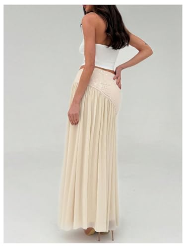 Milumia Women's Floral Embroidery Ruffle Maxi Skirt Elegant Layered Flowy Long Skirts3