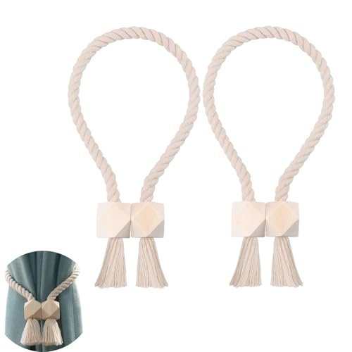 Fermatenda Calamita,2 Pcs Tende Fermatenda in Cotone per Tende Sottili