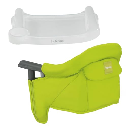 Image of Inglesina Fast Table Chair - Lime + Fast Dining Tray - Portable Baby High Chair - for Babies & Toddlers up to 37 lbs - Fits Tables 0.8'' to 3.5'' Thick - Compact & Easy to Use - Travel Bag Included
