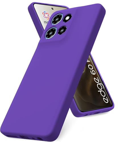 Image of DIZORO Microfiber Candy Case for Motorola Edge 60 Pro 5G Smooth Touch Cushion Liquid Soft Silicone Gel Rubber Phone Cases Non-Slip Full Body Protective Shockproof Back Cover - Violet