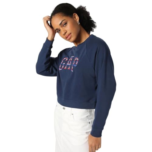 Image of Gap Women Regular Fit Solid Full Sleeves Round Neck Cotton Sweatshirt