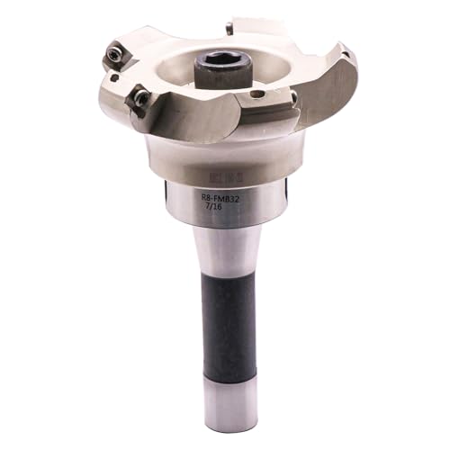 Image of 3.94 inch /100mm Cut Dia 5-Flute KM12 100-32-5T Face Mill Shell Cutter Set | 45 Indexable Face Mill, R8 FMB32 7 /16-20UNF Shank Face End Mill Arbor with 10Pcs SEKT1204 Carbide Inserts and T20 Wrench