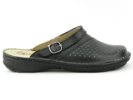 Zapatillas Sanitarias Mujer con Parte Superior Calada Cerrada Tira Ajustable Suela Flexible Ligeras Cómodas Negro Talla 37
