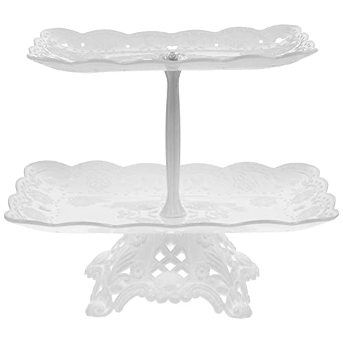 CIYODO 1pc Cake Display Stand Mini Cakes Fruit Candy Display Tower 2 Tier Cupcake Stand Dessert Display Plate Gold Cake Stand Fruit Display Stand European Cookies Plastic Pp White
