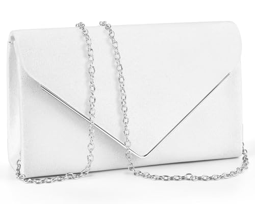TINDTOP Evening Clutch Purses for Women Handbags for Formal Wedding Party Cocktail Prom Crossbody Shoulder Envelope Bag (White)