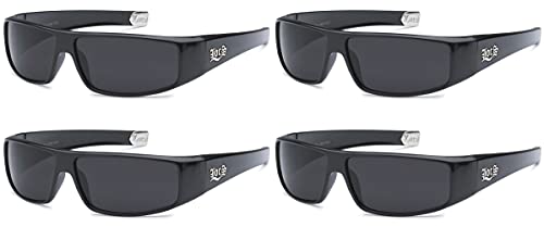 Locs 4 Pack 9035 Black Sunglasses Gangster Rapper Lowrider Cholo Mens Shades