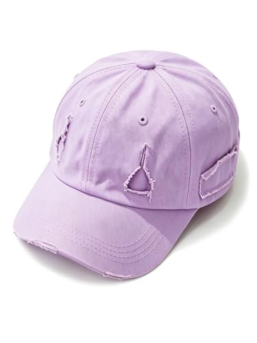 Image of Unisex Ripped Distressed Denim Ring Baseball Cap Hip Hop Vintage Dad Hat Adjustable