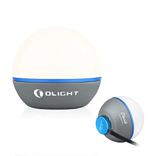 OLIGHT Obulb Led Nachtlicht, Wiederaufladbare Atmosphäre Nachttischlampe mit 55 Lumen, Farbwechsel & Dimmbare Beleuchtung, bis zu 56 Stunden Tischlampe zum Lesen,Schlafen und Dekoration(Grau)