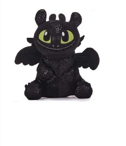 teddys Italia Cómo entrenar a tu dragón, Peluche Dragón Negro con Ojos Verdes, 25 cm