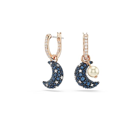 Variante de Swarovski pendientes mujer luna asimétricos oro rosa