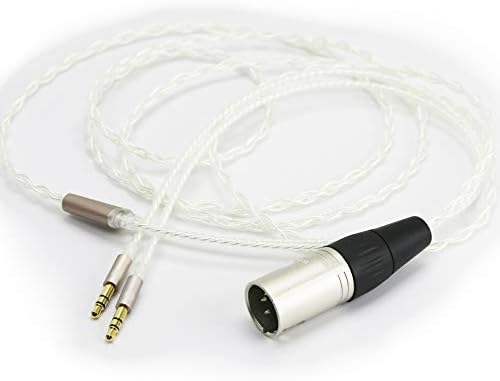 Ablet HiFi Cable 4-pin XLR Balanced Male to Dual 3.5mm male Compatible with Beyerdynamic T1 2nd, T5p Second Generation Headphones Silver Plated Replacement Upgrade Audio Cable