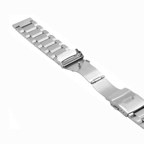SINAIKE Brush Matte Finish Metal Watch Band Stainless Steel Bracelet Straps 18mm/20mm/22mm/24mm Double Buckle Black or Silver