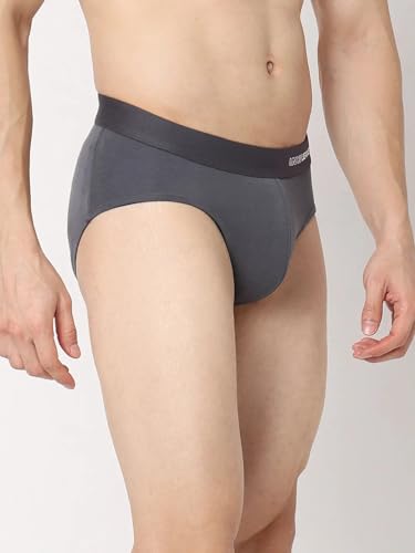 Image of Underjeans Men Premium Mid Grey Cotton Blend Regular Fit Brief