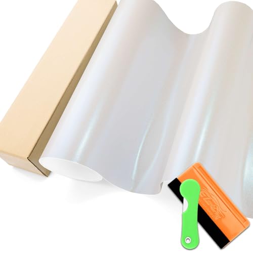 Galaxy Dust Matte Pearl White Blue Chameleon Metallic Color Shift Color Change Vinyl Wrap Auto Car Sticker Decal Film Sheet Bubble Free Air Release Technology with Tool Set 1FTx5FT