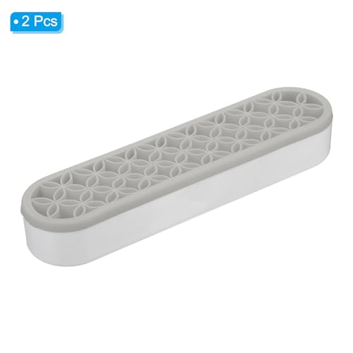 Image of PATIKIL Diamond Painted Pen Holder, 2 Pack Silicone Makeup Brush Holder Multi-Purpose Cosmetic Storage Box Desktop Organizer for Art Craft, Grey