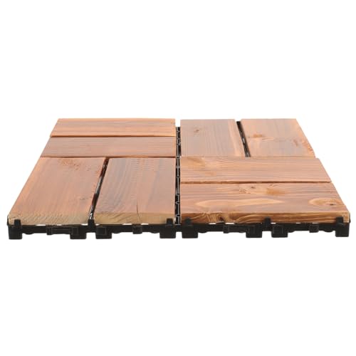 WATIIFUFU Sturdy Outdoor Flooring Carbonized Wood Deck Tiles Patio Balcony Garden Tiles