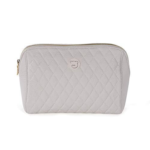 Pasito a Pasito. Neceser de Bebé María Pequeño. Bolso Organizador para Aseo e higiene del bebé. Práctico y cómodo de Llevar. Eco-Leather Tipo Vacuno Color Gris. Medidas 25x18x10 cm.