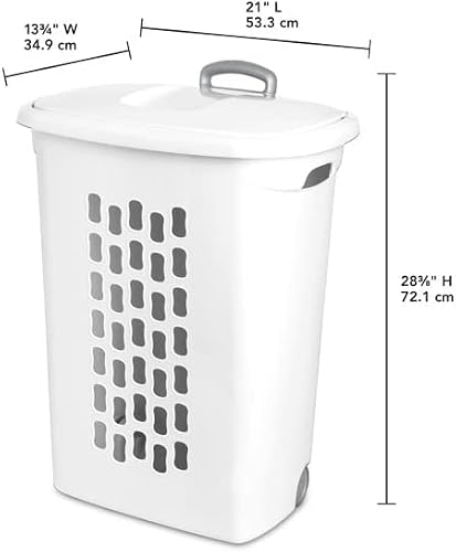 Onecam Ultra Wheeled Hamper With Handles And Wheels, Large Plastic Laundry Basket,2-Pack,White #TOP1