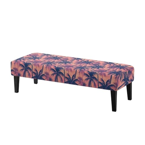Qehuruxo Dining Bench Covers Bench Seat Cover Dustproof Washable Seat Cushion Protector Easy to Install for Bedroom, Kitchen, Hotel, Banquet Tropical Tree