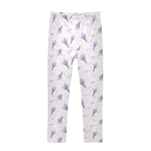 Bouquet Lavender Girls Leggings,Workout Leggings for Girls Toddler Athletic Leggings Size for 3-10T